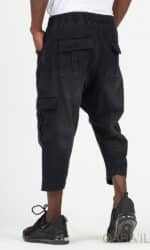 Sarouel Pantacourt Cargo jean Stretch Noir Qaba'il – Image 5