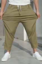 Sarouel jean stretch drop kaki qaba'il – Image 3