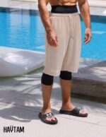 Sarouel de bain beige homme Haytam – Maillot de bain mastour confort – Image 4