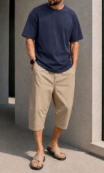 Pantacourt Drop Camel Clair Homme Qaba'il – Coton Stretch Confort