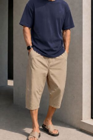 Pantacourt Drop Camel Clair Homme Qaba'il – Coton Stretch Confort