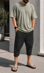 Pantacourt Drop Noir Homme Qaba'il – Coton Stretch Confort