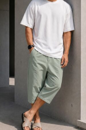 Pantacourt Drop Vert Sauge Homme Qaba'il – Coton Stretch Confort