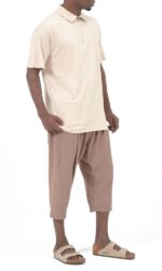 Sarouel Pantacourt Classik Tencel Taupe Homme Qaba'il – Image 3