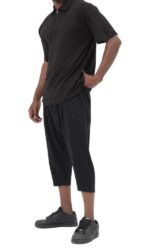 Sarouel Pantacourt Classik Tencel Noir Homme Qaba'il – Image 6