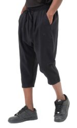 Sarouel Pantacourt Classik Tencel Noir Homme Qaba'il