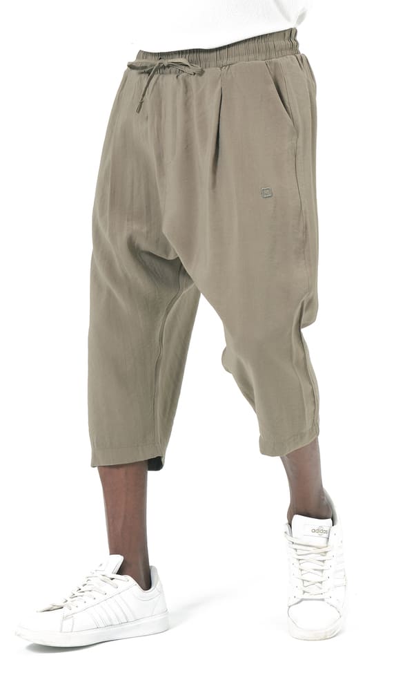 DSCF1318 (1) Sarouel Pantacourt Classik Tencel Kaki Homme Qaba'il – Image 1