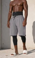 Short de Bain Gris Clair Homme Qaba'il – Legging Intégré